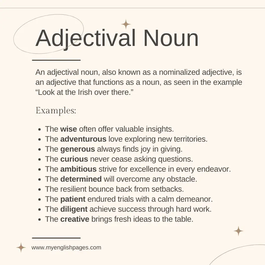 Adjectival Nouns Illustration