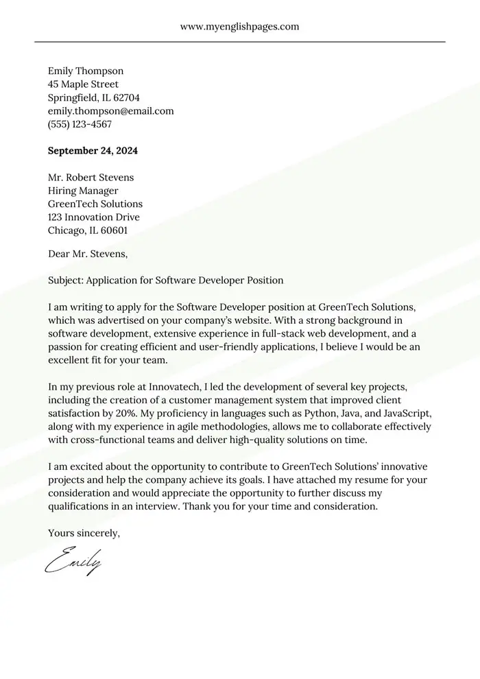 Application Letter