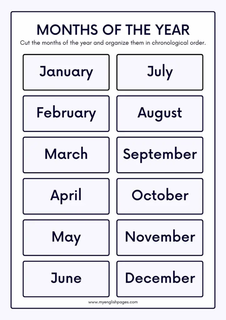 Months of the Year Worksheet