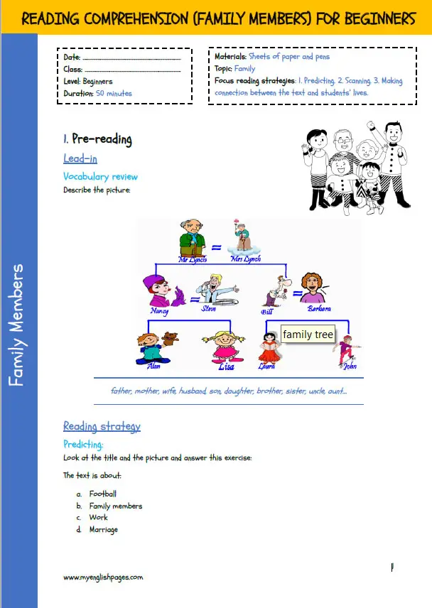 Reading Family Members Predicting Scanning and Making Connections Strategies