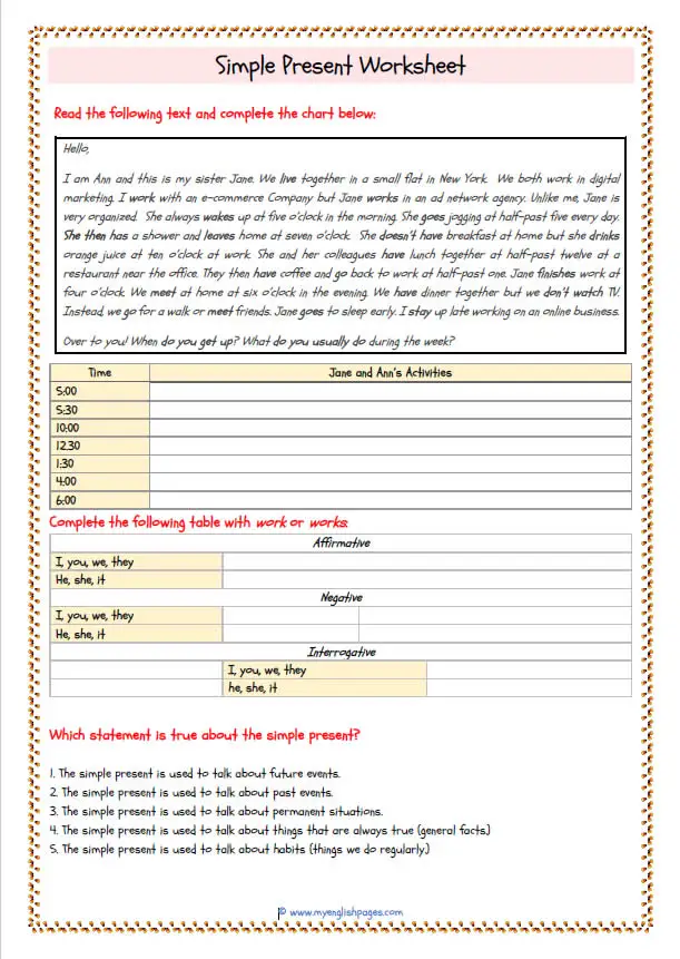 simple-present worksheet 1