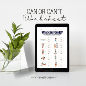 Can or Can't with Action Verbs Worksheet