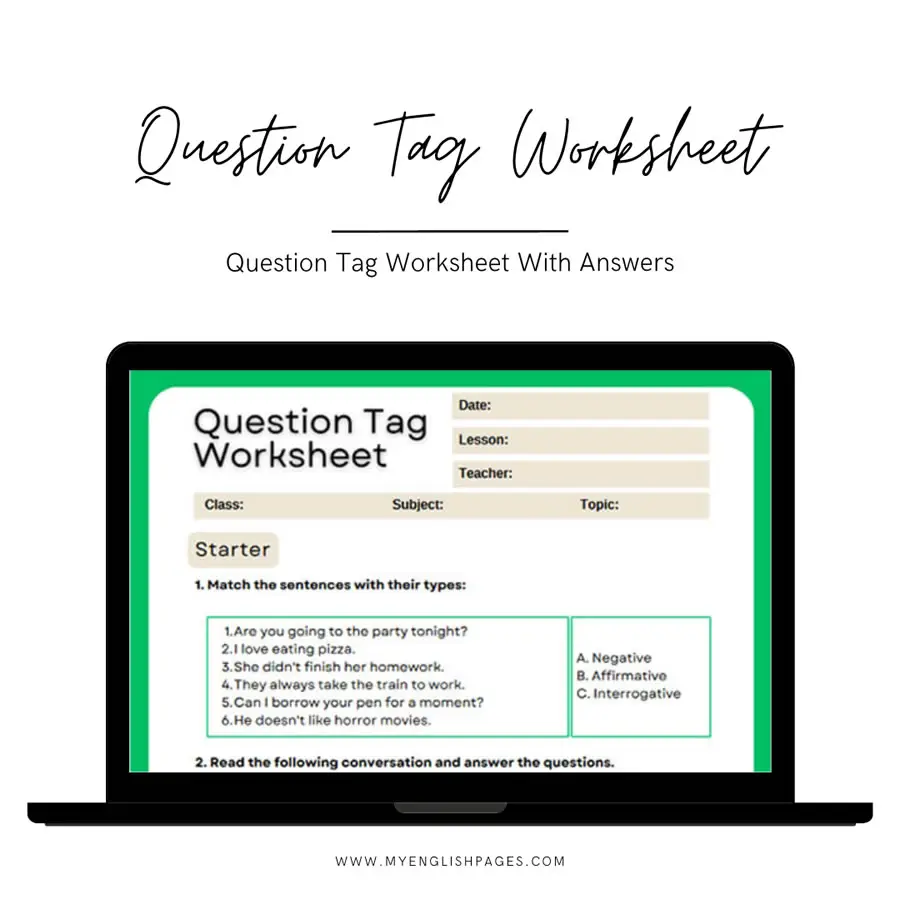 Question tag Worksheet With Answers