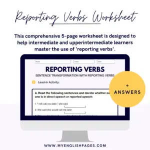 Reporting Verbs Worksheet