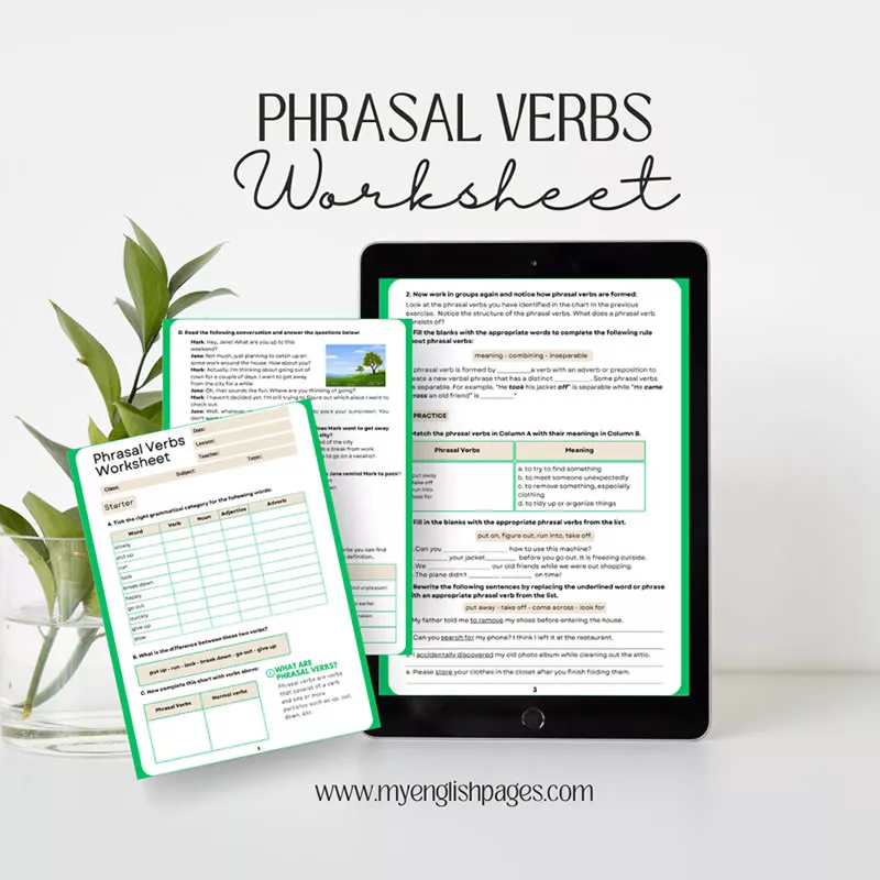 Phrasal Verbs Worksheet (Mockup)
